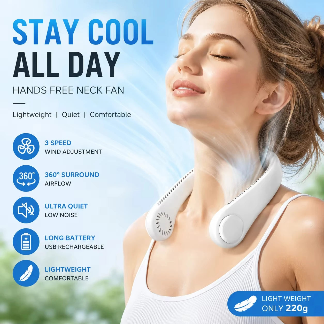 Portable Neck Fan USB – Personal Air Cooler