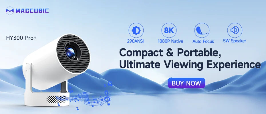 MAGCUBIC Projector HY300 PRO 8K Android 14 Dual Wifi6 290ANSI Allwinner H726 BT5.4 1080P 1280*720P Home Cinema Outdoor Projetor