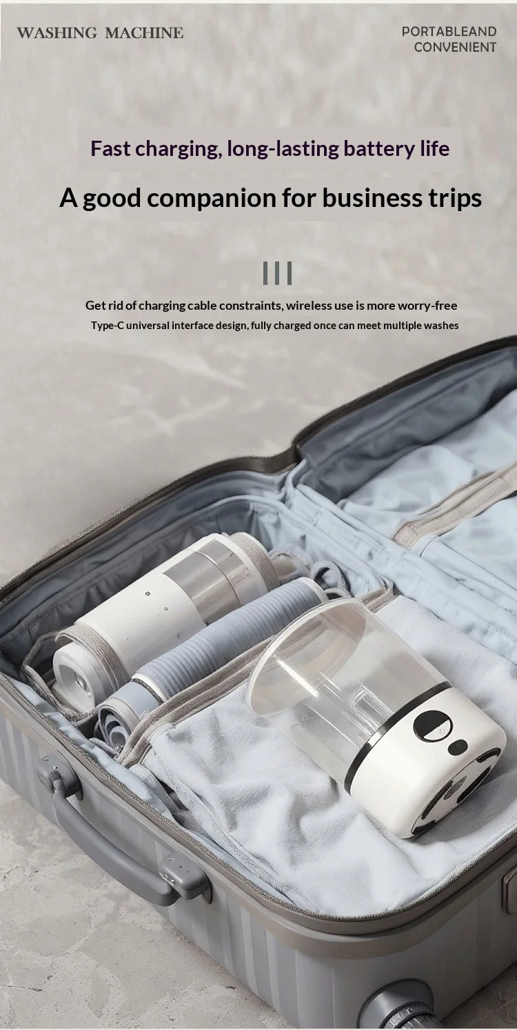 Mini Portable LED  Washing Machine 2L White 2000mAh Rechargeable Turbine Laundry Cup for Children’s Underwear Socks