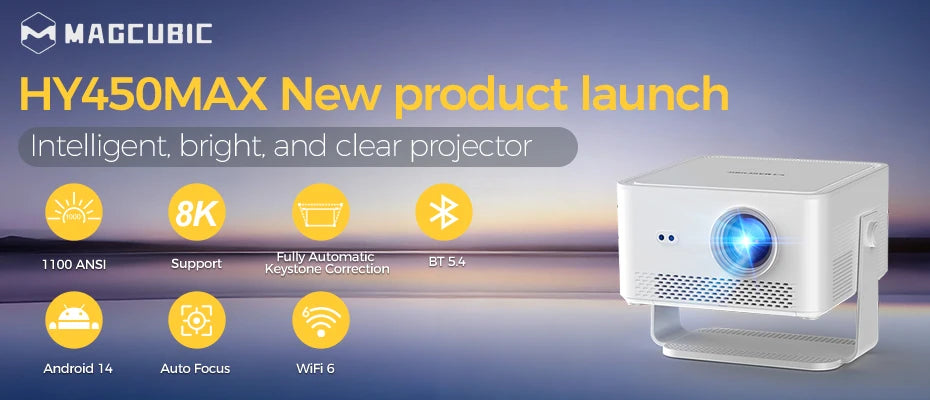 MAGCUBIC Projector HY300 PRO 8K Android 14 Dual Wifi6 290ANSI Allwinner H726 BT5.4 1080P 1280*720P Home Cinema Outdoor Projetor