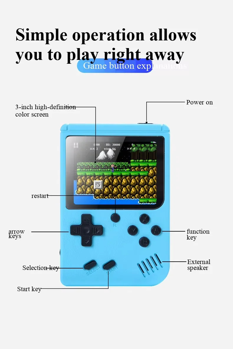400 In 1 MINI Games Handheld Game Players Portable Retro Video Gaming Console Boy 8 Bit 2.4 Inch Color LCD Screen Games