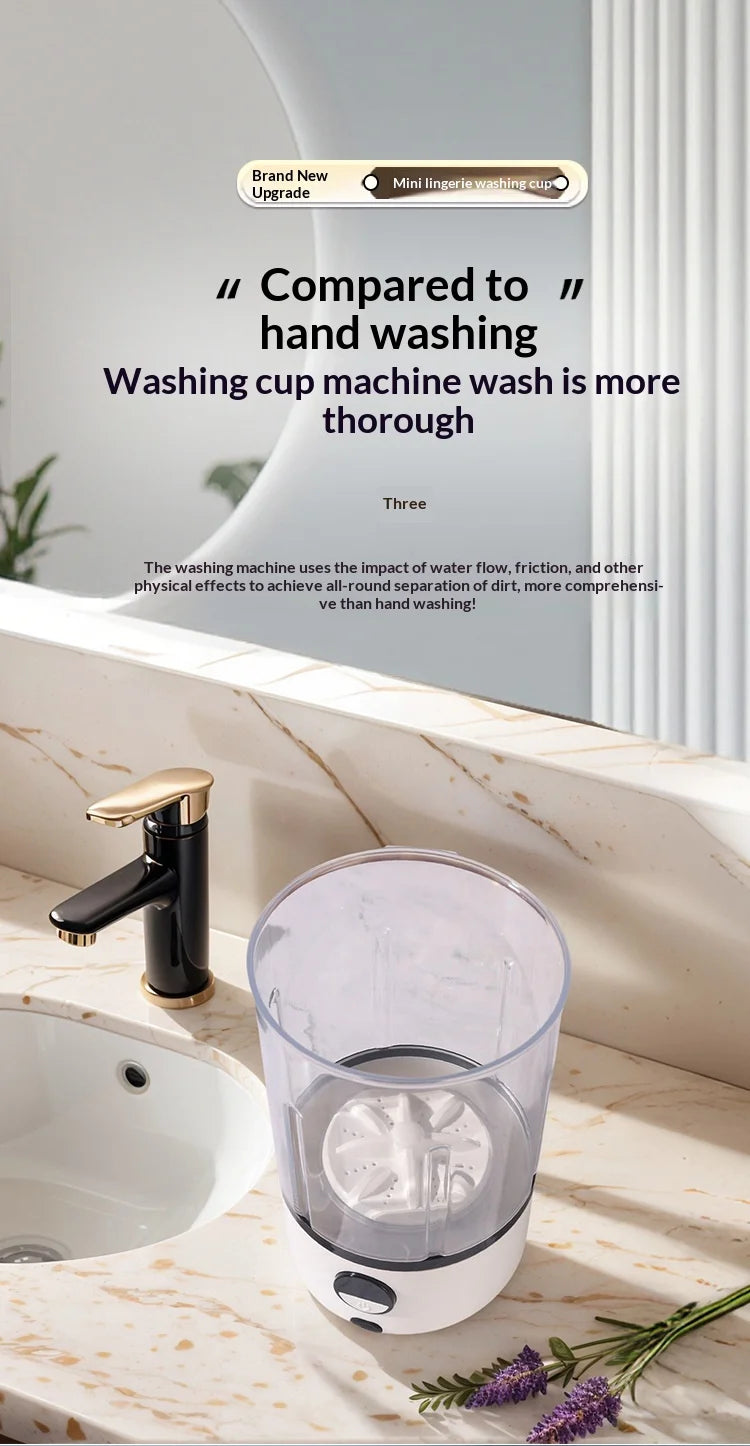 Mini Portable LED  Washing Machine 2L White 2000mAh Rechargeable Turbine Laundry Cup for Children’s Underwear Socks