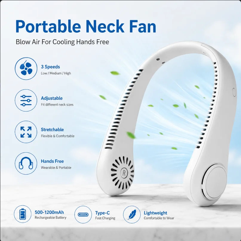 Portable Neck Fan USB – Personal Air Cooler