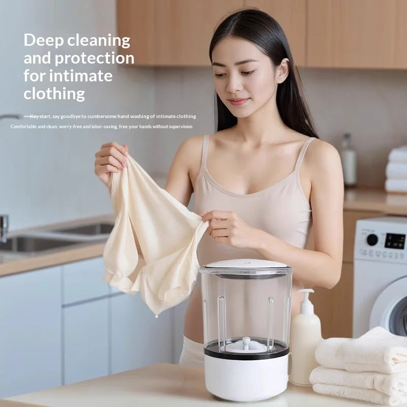 Mini Portable LED  Washing Machine 2L White 2000mAh Rechargeable Turbine Laundry Cup for Children’s Underwear Socks